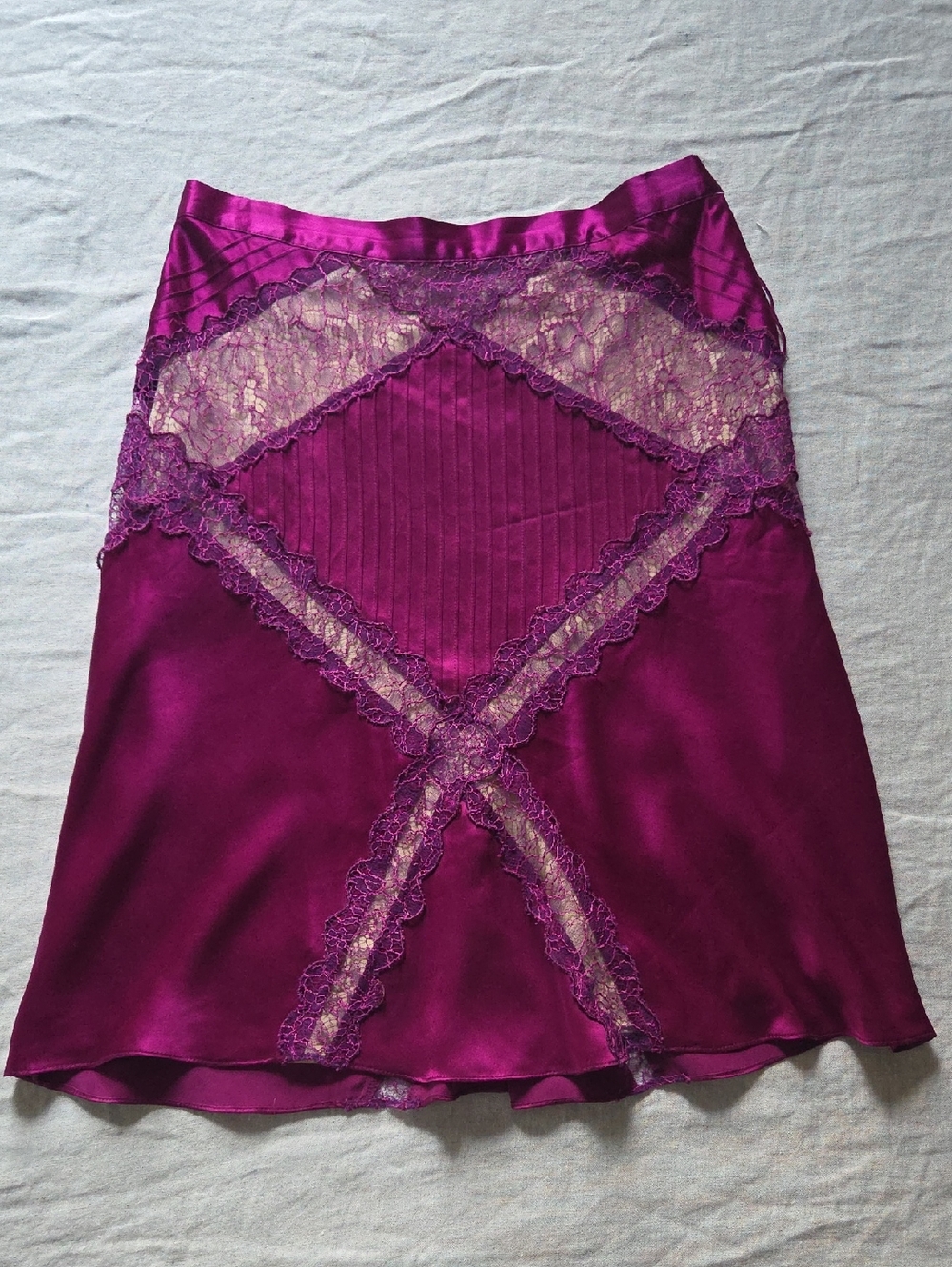 Catherine Malandrino Magenta 100% Silk Lace Skirt